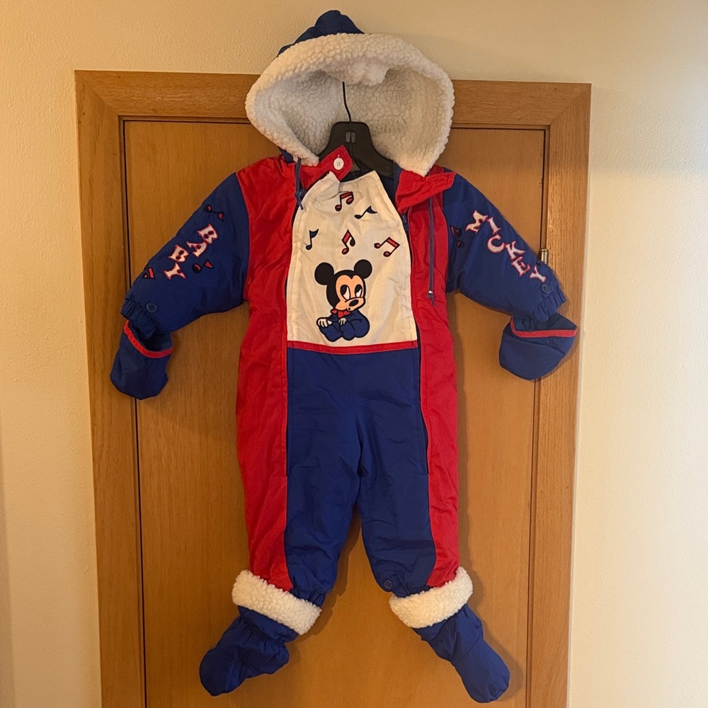 Disney Babies Mighty Mac Vintage 1984 Baby Snowsuit Bunting Mickey 12 Months